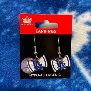 NWT LA Dodgers Bow Earrings